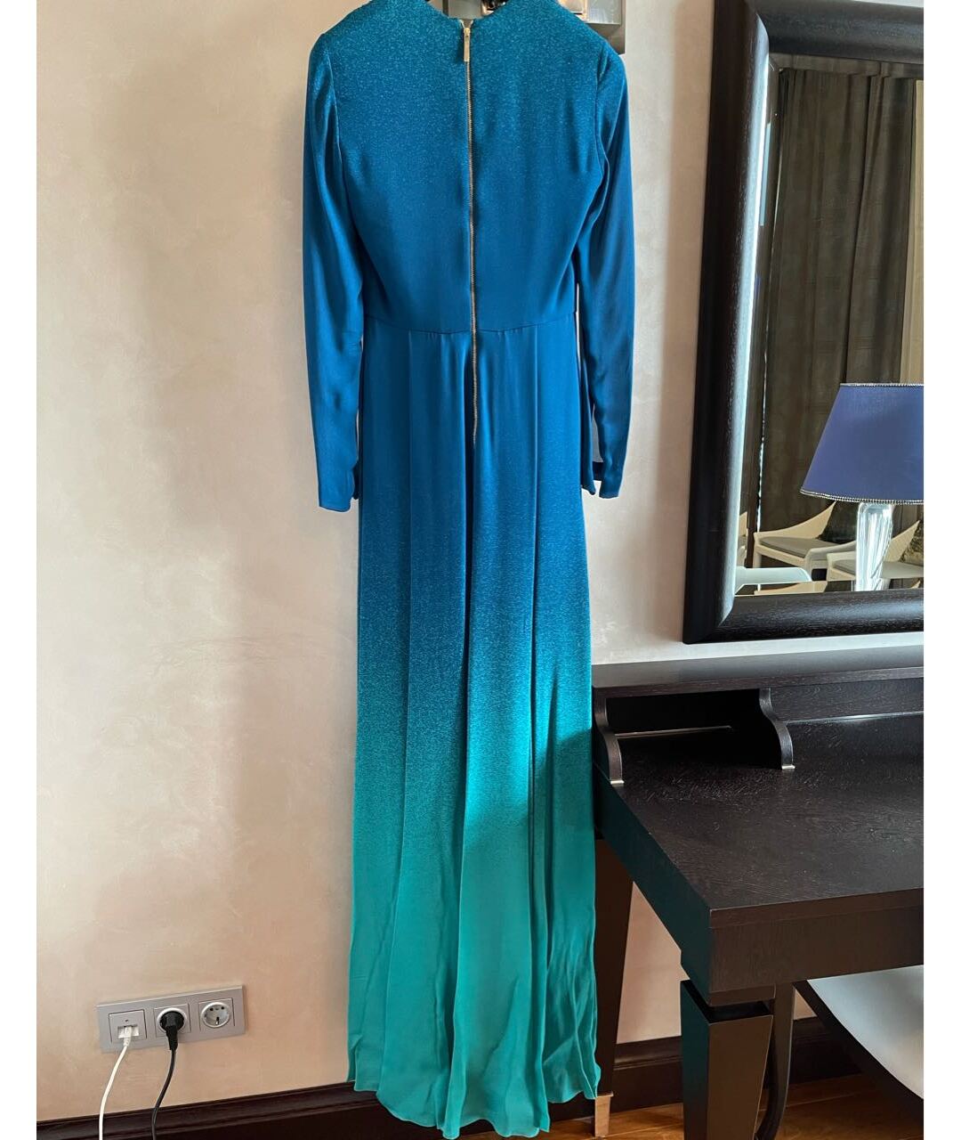 ELIE SAAB Бирюзовое шелковое вечернее платье, фото 2