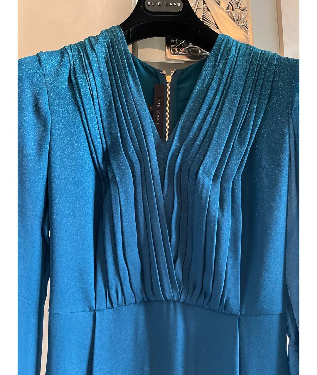 ELIE SAAB Бирюзовое шелковое вечернее платье, фото 3