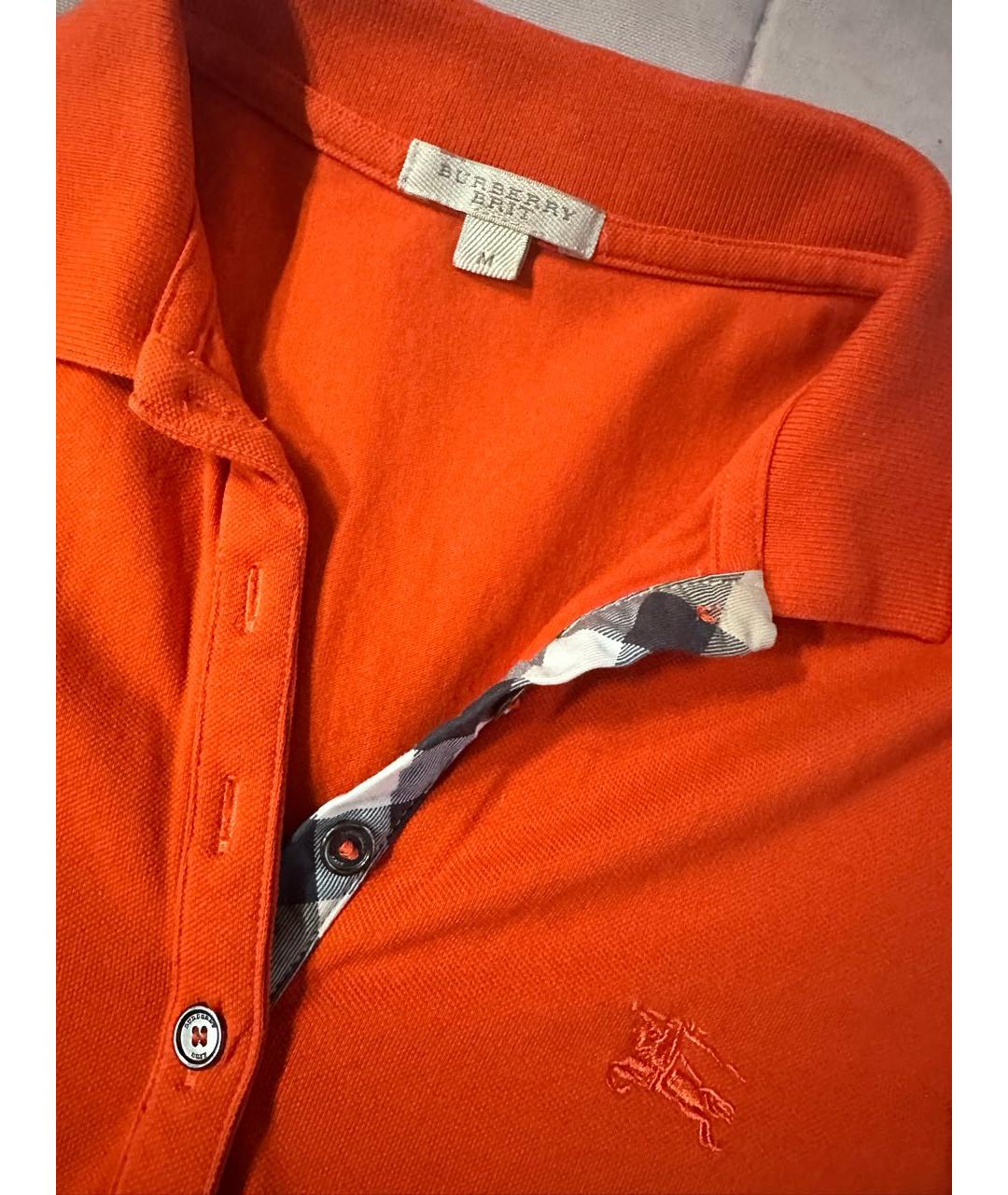 BURBERRY Оранжевая хлопковая футболка, фото 3