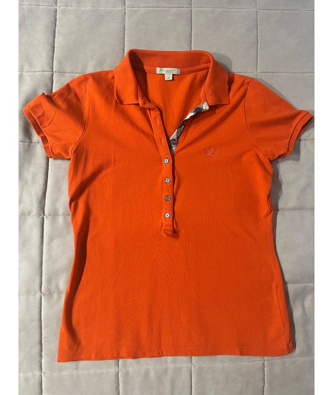 BURBERRY Оранжевая хлопковая футболка, фото 4