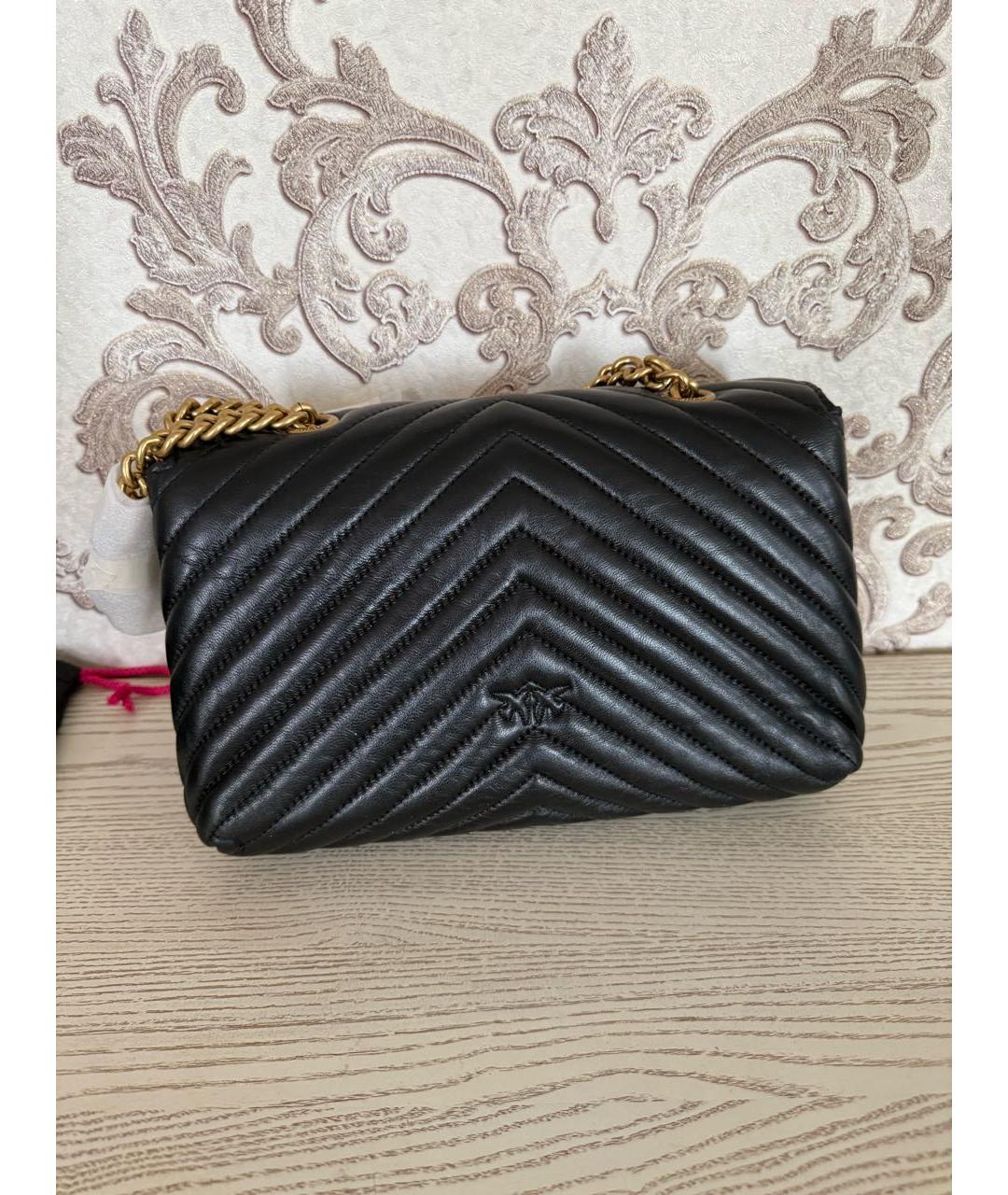 PINKO Черная кожаная сумка через плечо, фото 3