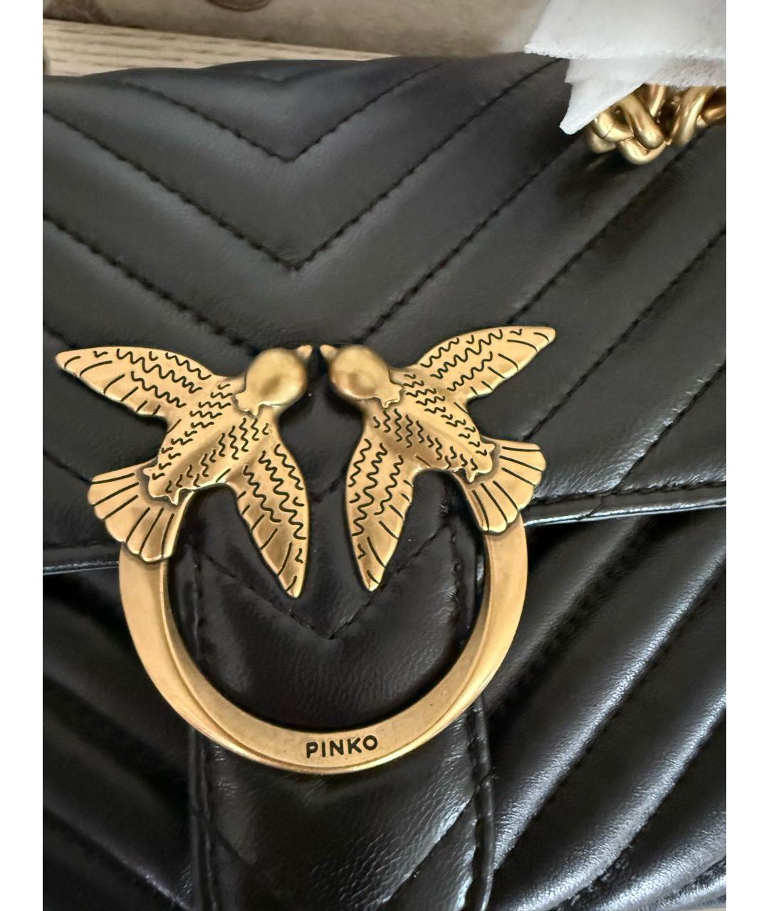 PINKO Черная кожаная сумка через плечо, фото 7