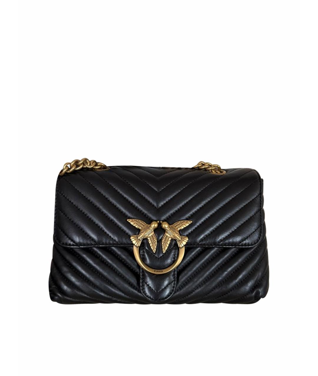 PINKO Черная кожаная сумка через плечо, фото 1