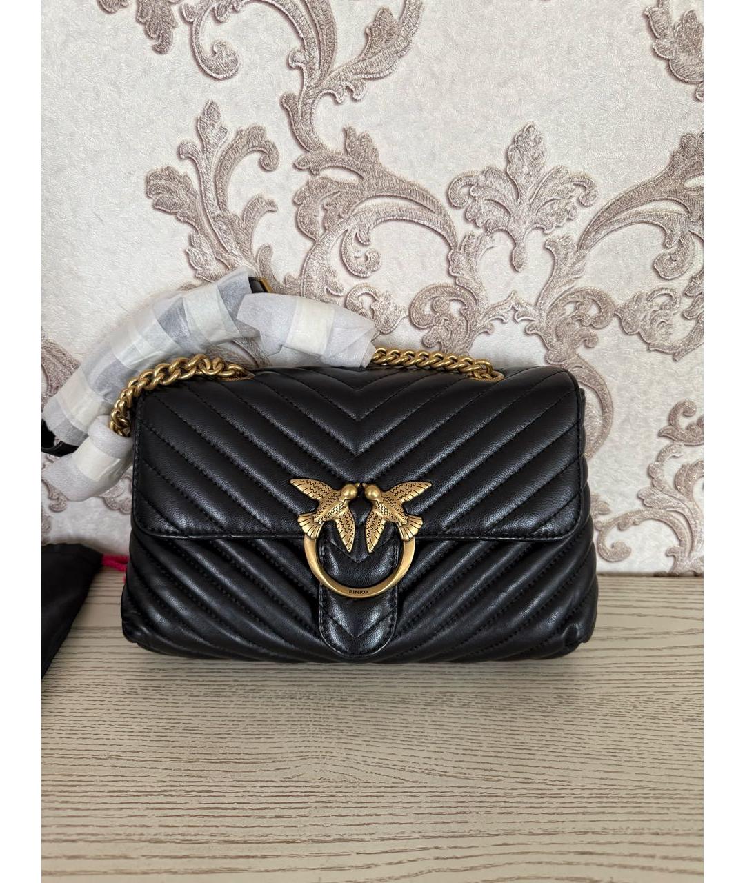 PINKO Черная кожаная сумка через плечо, фото 8
