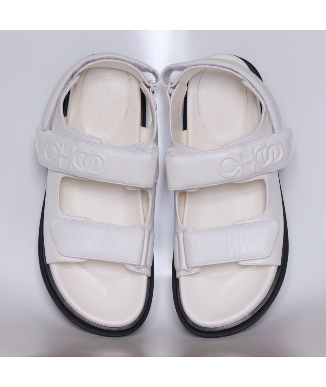 JIMMY CHOO Белые кожаные сандалии, фото 3