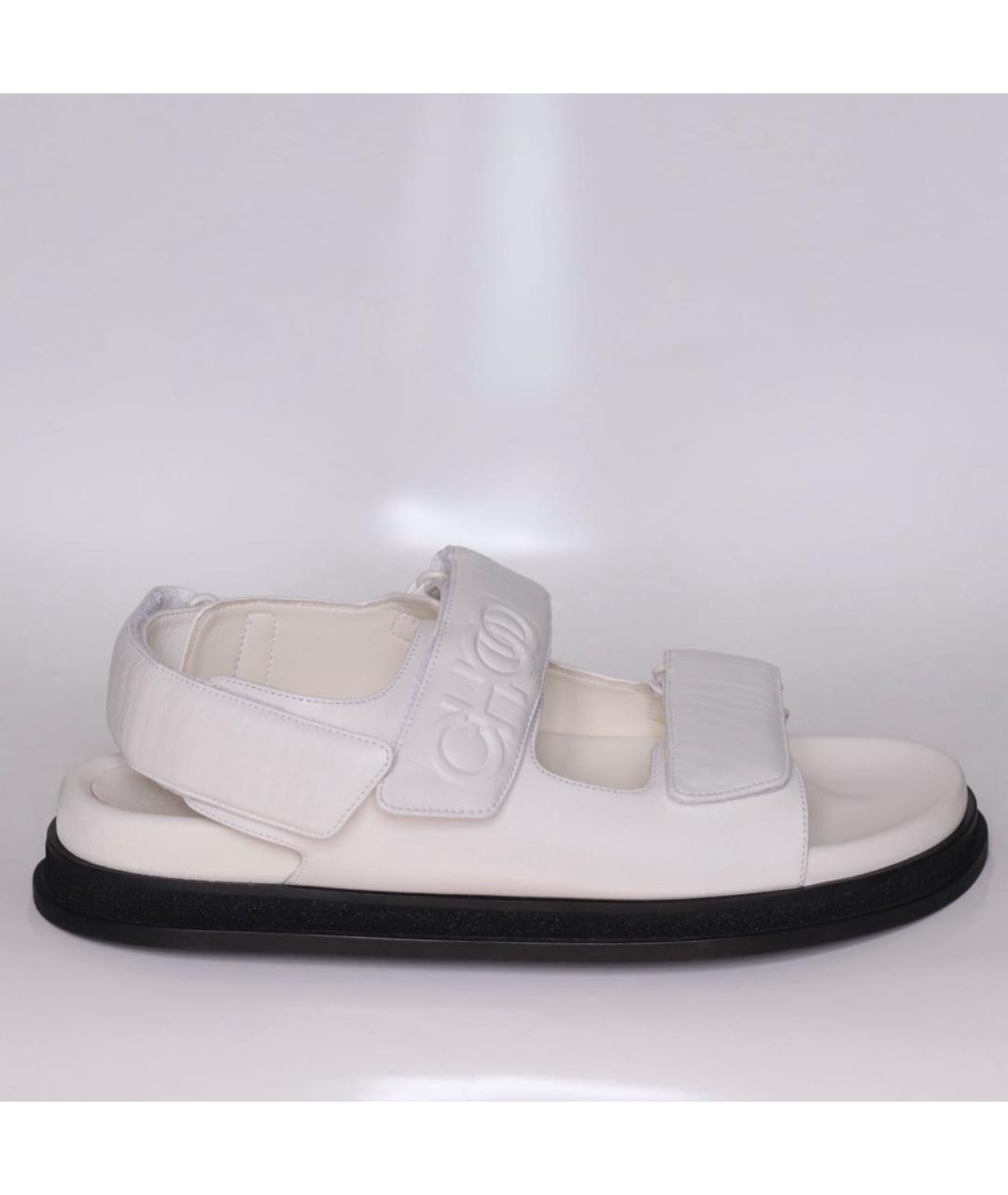 JIMMY CHOO Белые кожаные сандалии, фото 7