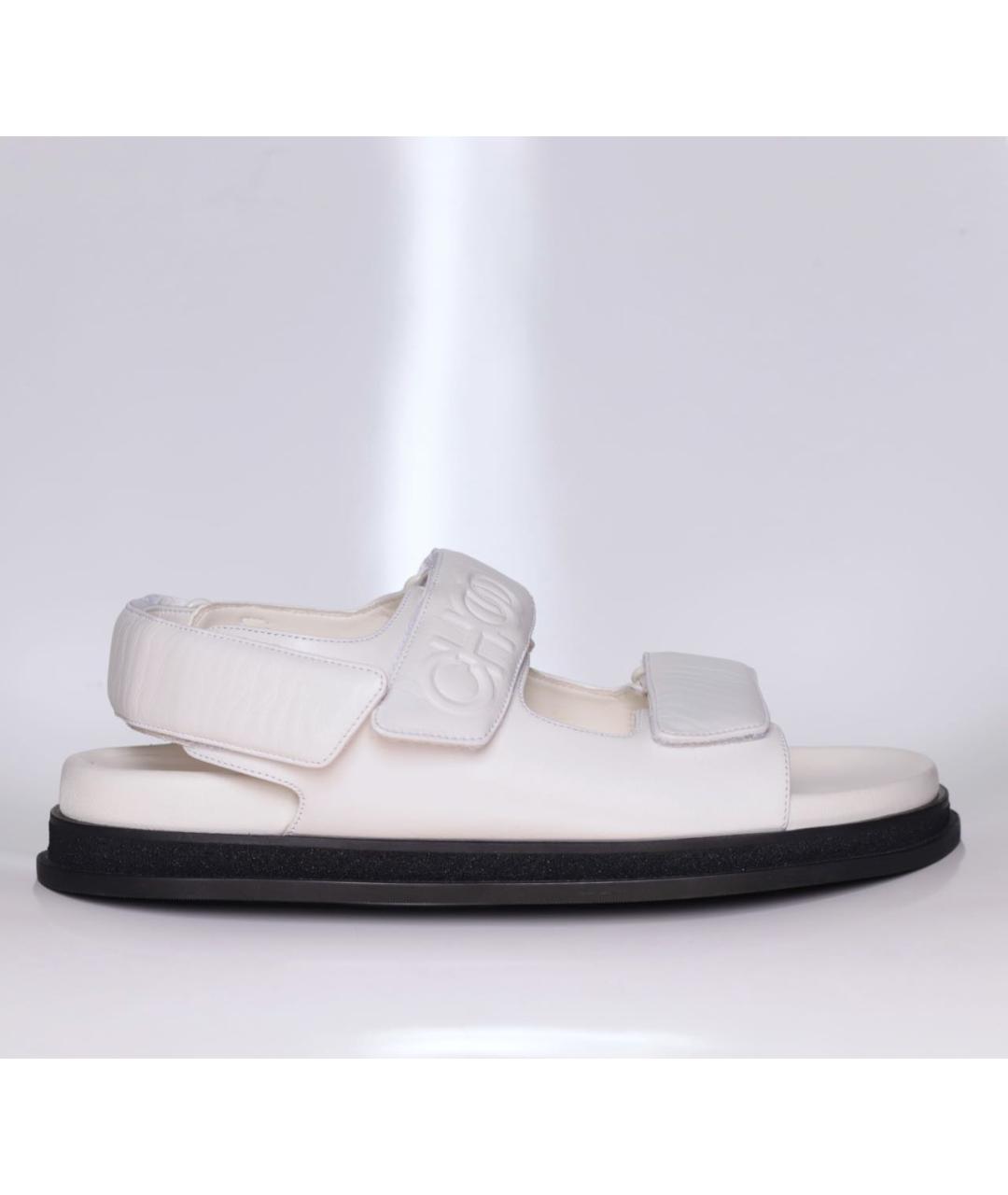 JIMMY CHOO Белые кожаные сандалии, фото 4
