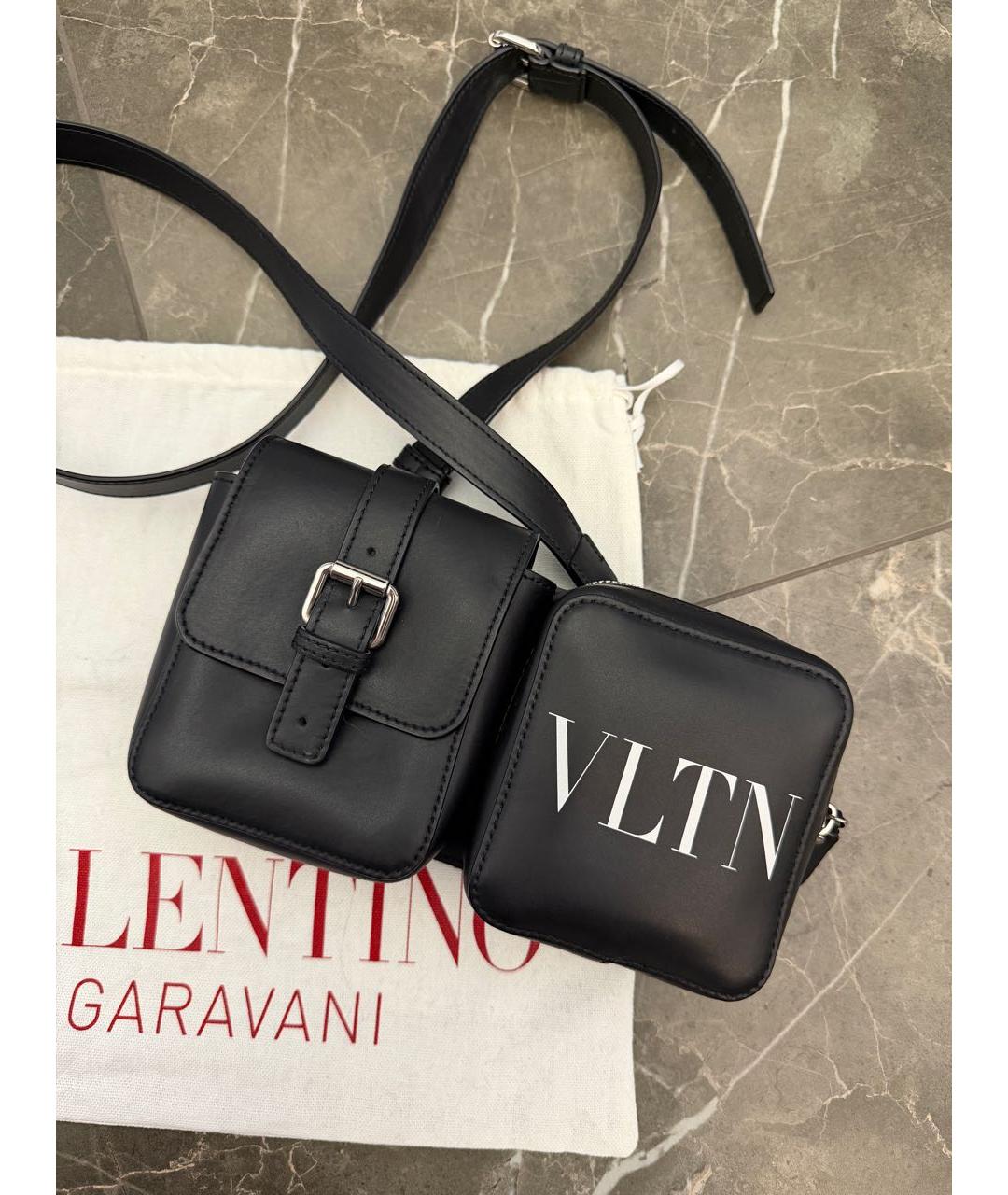 VALENTINO Черная кожаная поясная сумка, фото 2