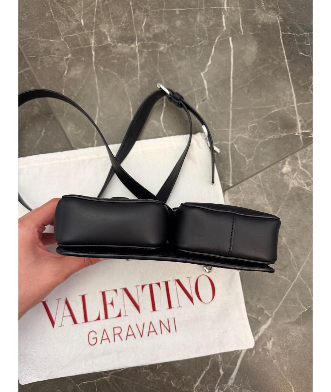 VALENTINO Черная кожаная поясная сумка, фото 3