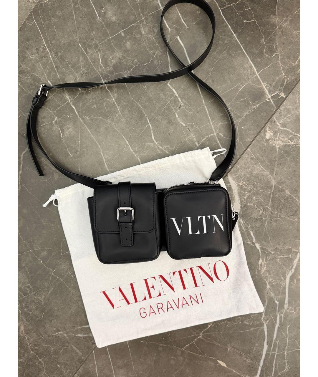 VALENTINO Черная кожаная поясная сумка, фото 7