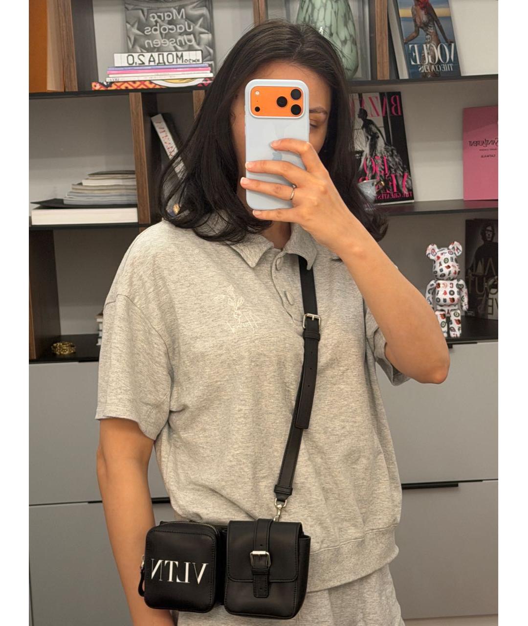 VALENTINO Черная кожаная поясная сумка, фото 6