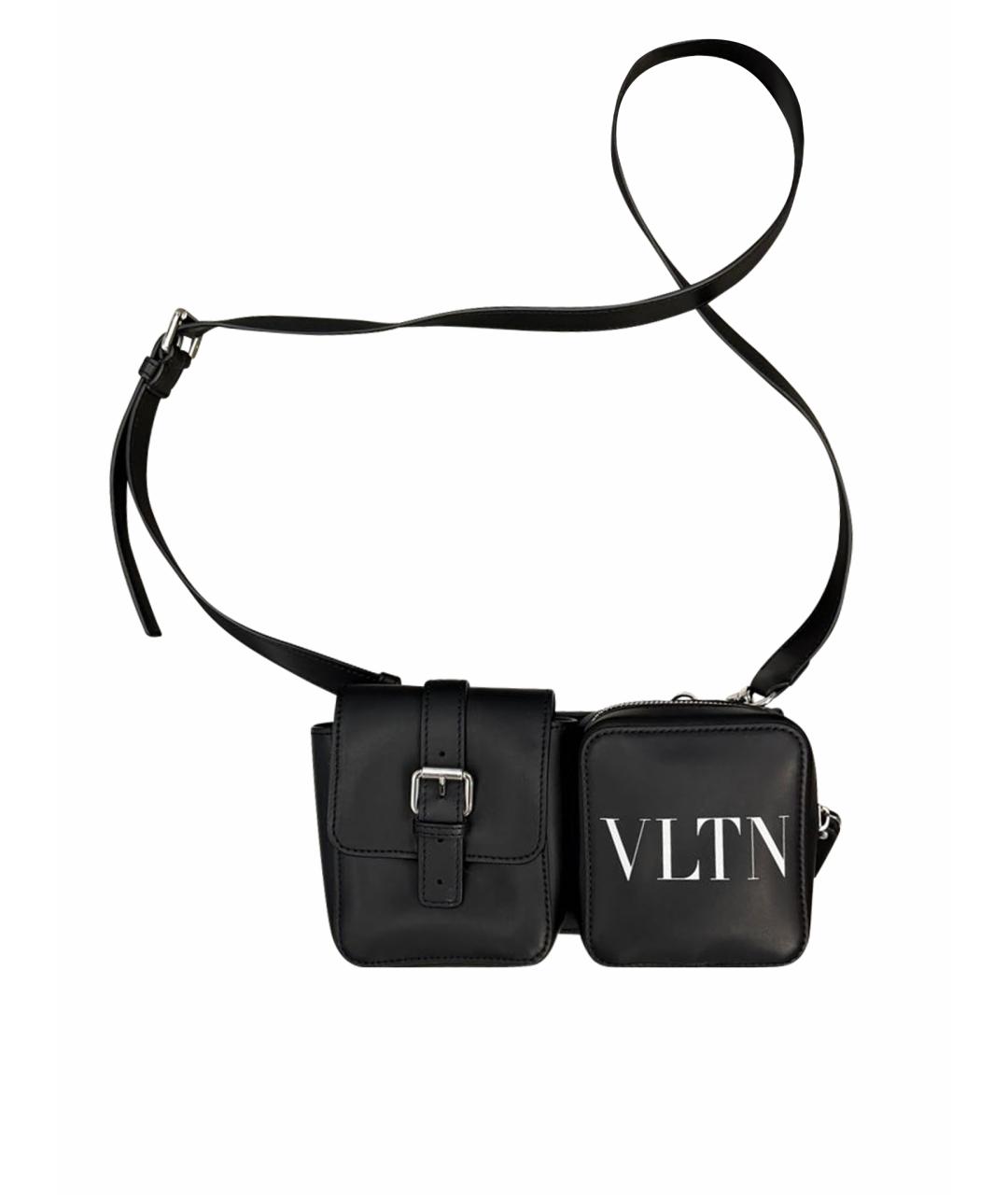 VALENTINO Черная кожаная поясная сумка, фото 1