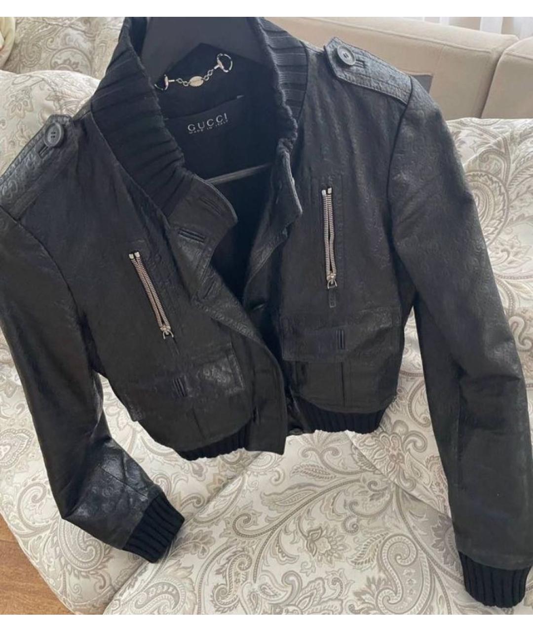 GUCCI Черная кожаная куртка, фото 2