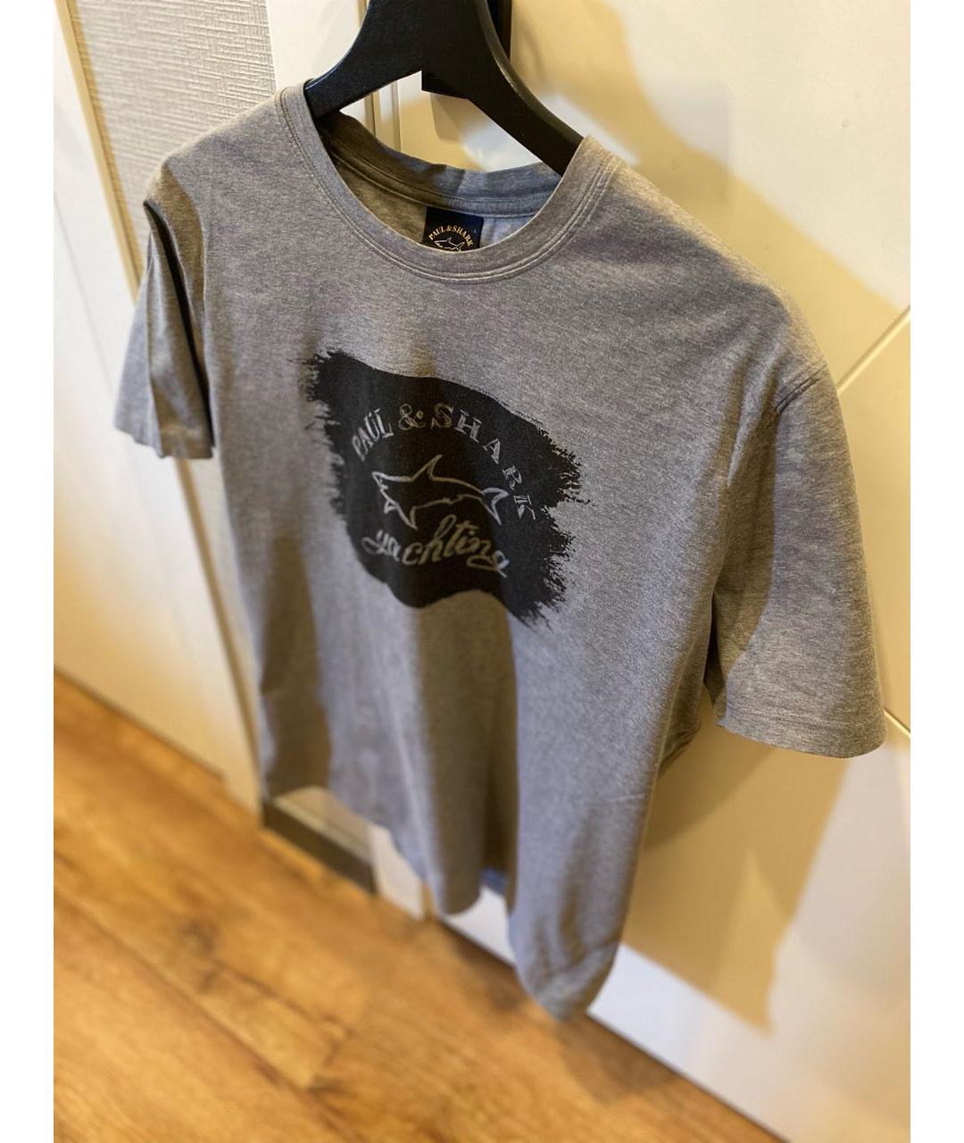 PAUL & SHARK Серая хлопковая футболка, фото 3