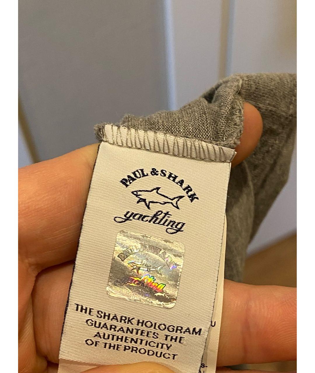 PAUL & SHARK Серая хлопковая футболка, фото 7