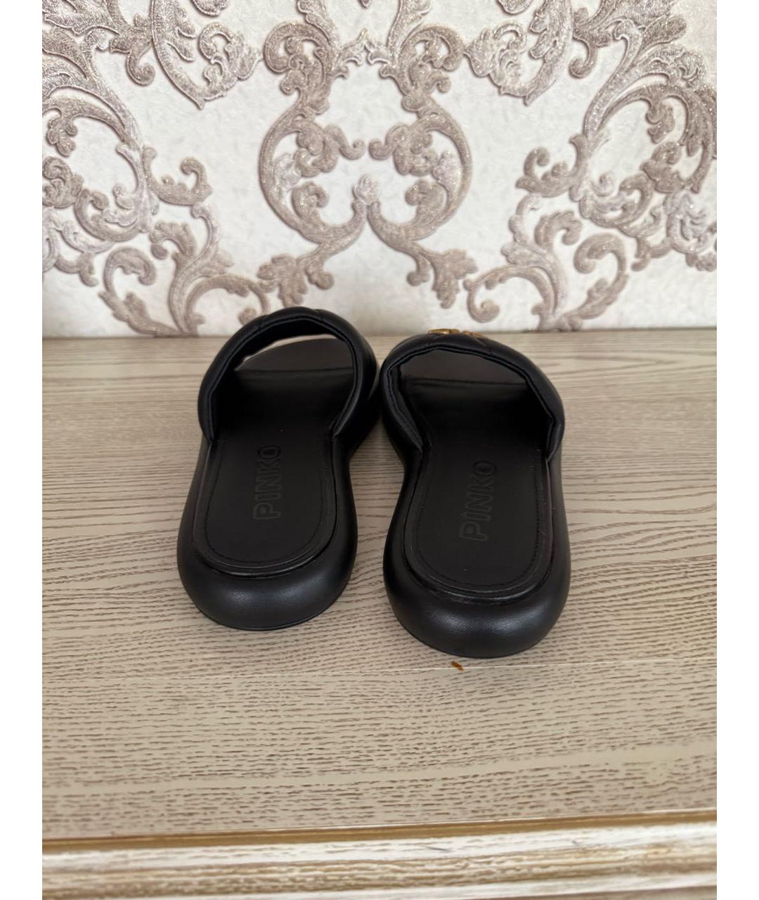 PINKO Черные кожаные сабо, фото 3