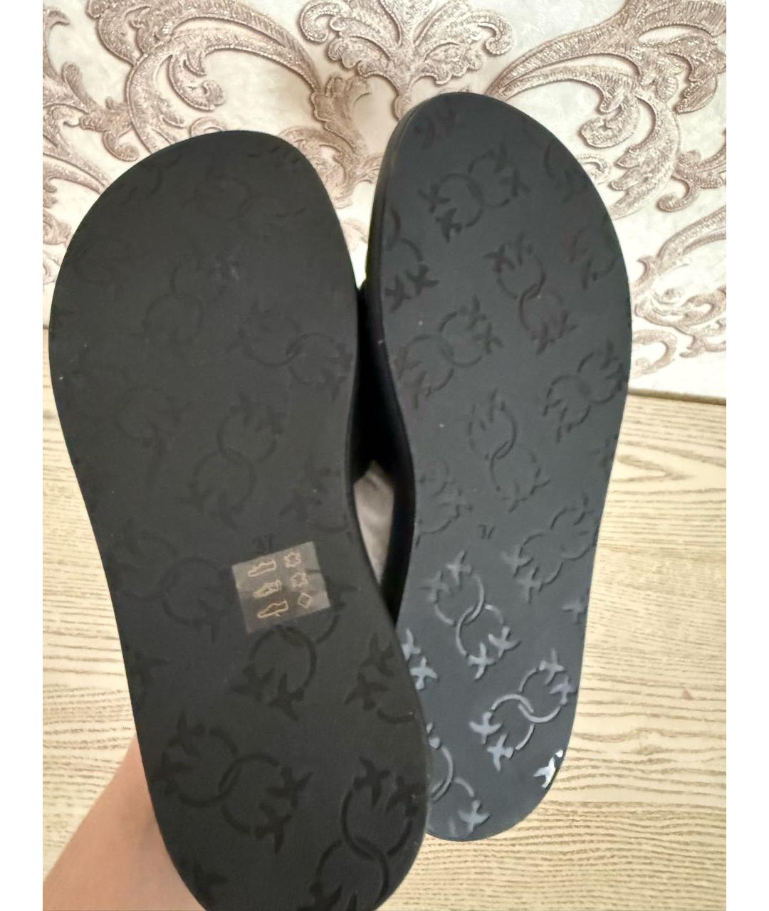 PINKO Черные кожаные сабо, фото 6