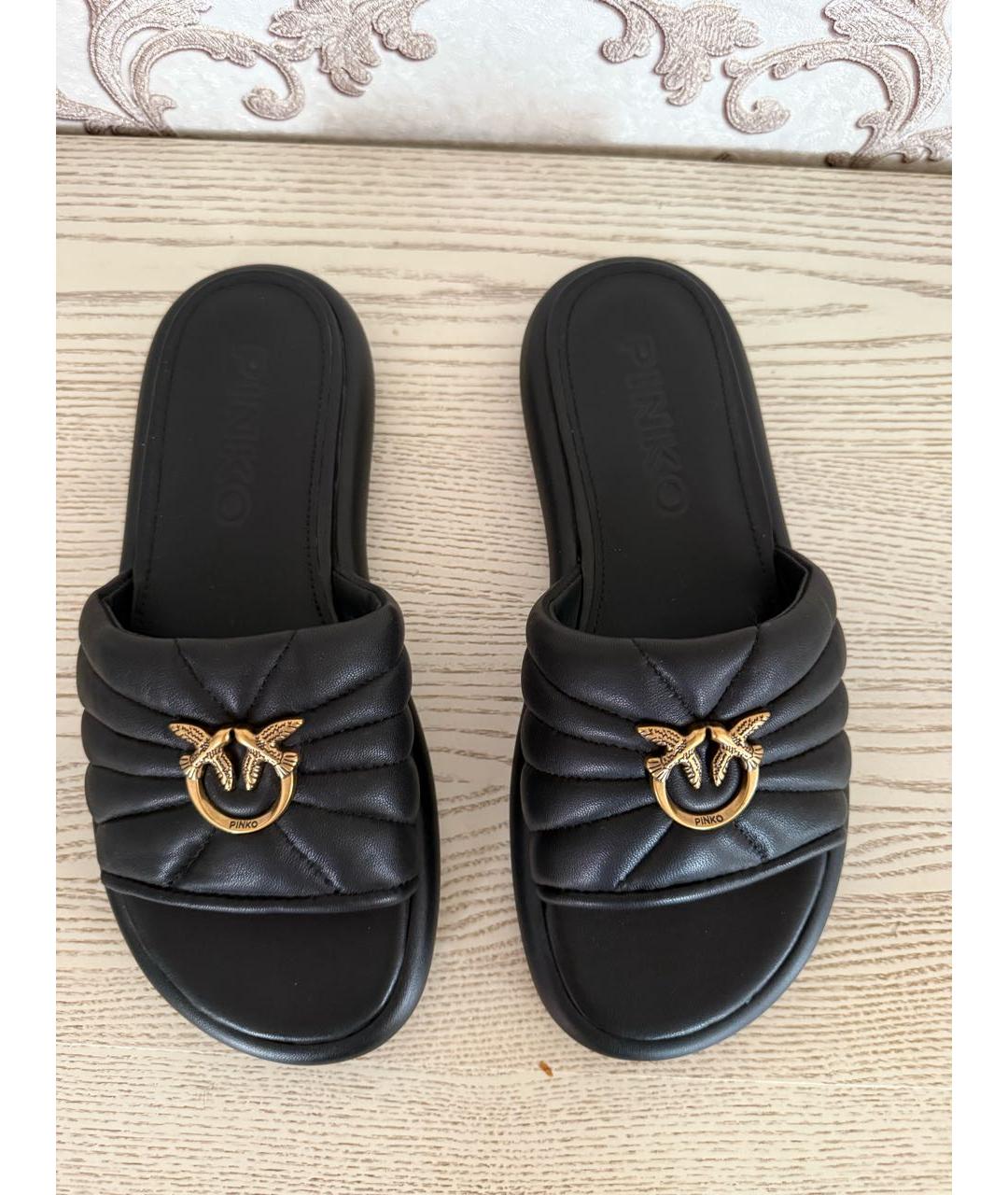 PINKO Черные кожаные сабо, фото 2