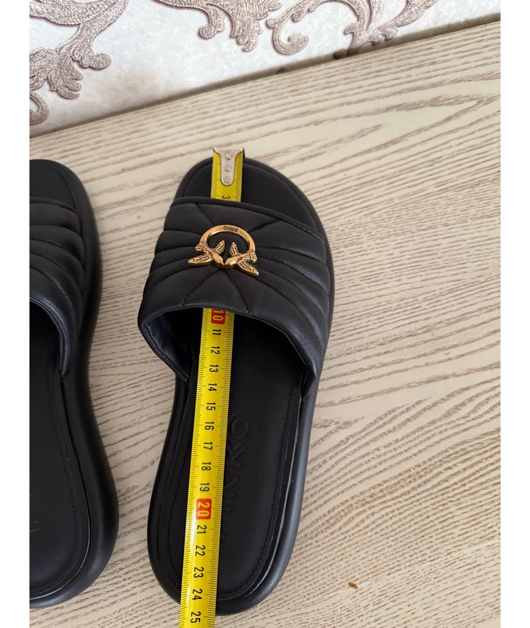 PINKO Черные кожаные сабо, фото 5