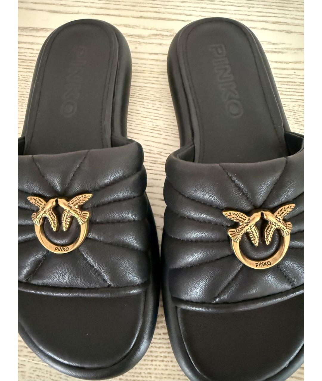 PINKO Черные кожаные сабо, фото 4