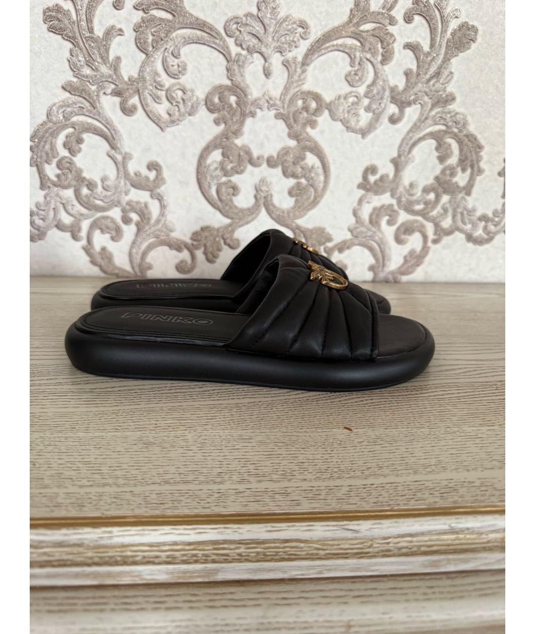 PINKO Черные кожаные сабо, фото 7