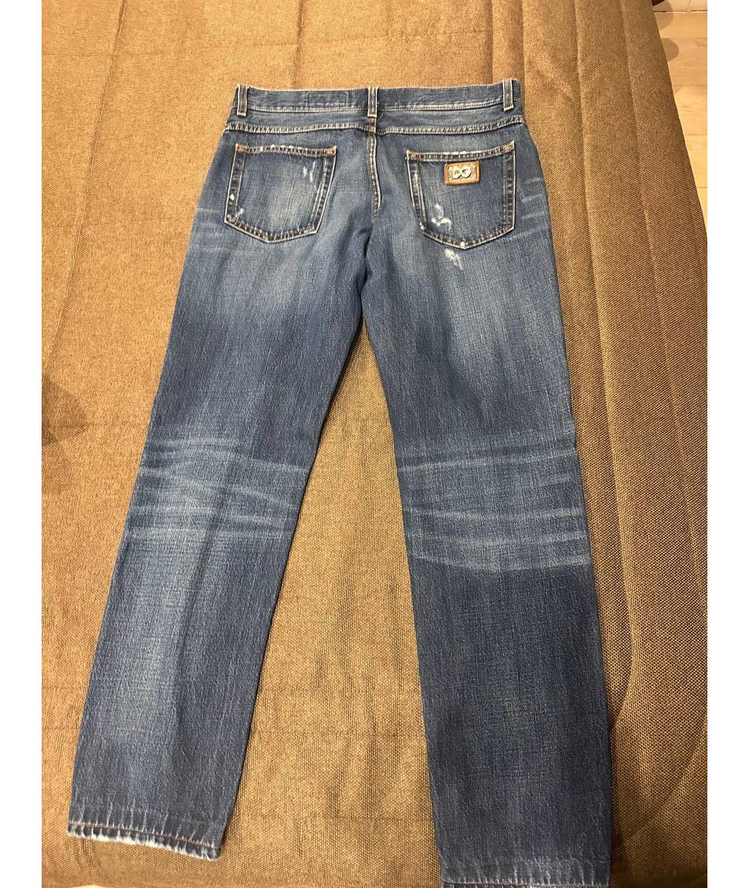 DOLCE&GABBANA Темно-синие хлопковые прямые джинсы, фото 3