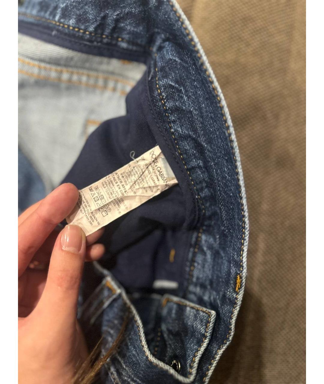 DOLCE&GABBANA Темно-синие хлопковые прямые джинсы, фото 2