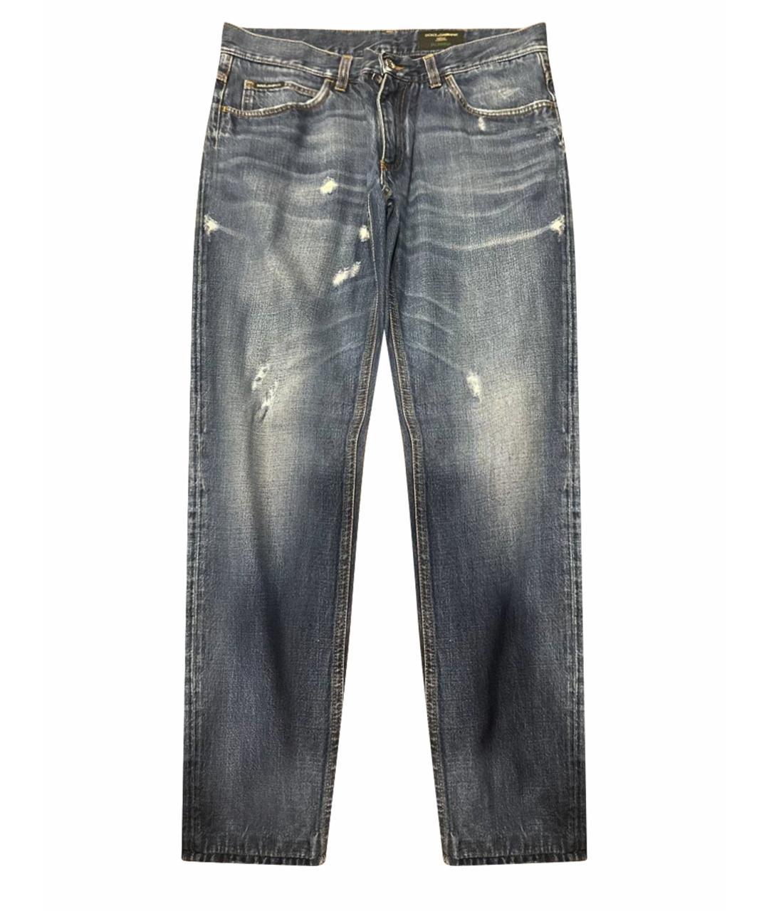 DOLCE&GABBANA Темно-синие хлопковые прямые джинсы, фото 1