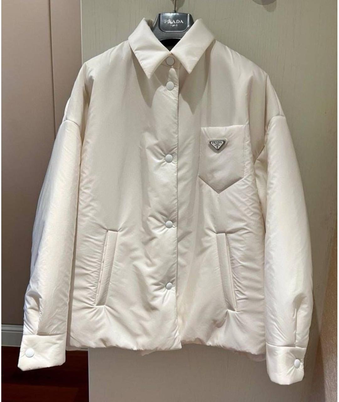 PRADA Бежевый полиамидовый пуховик, фото 9