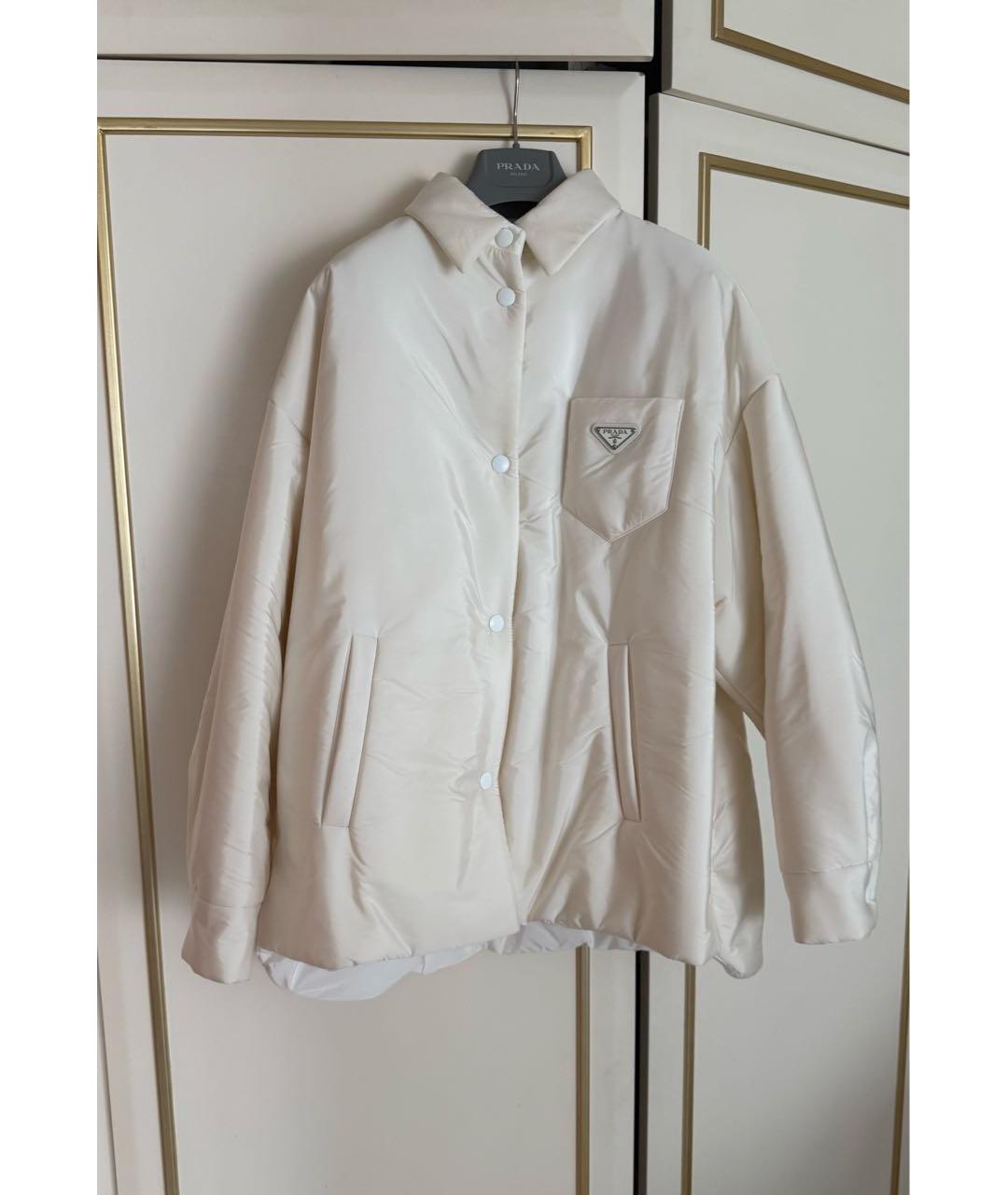 PRADA Бежевый полиамидовый пуховик, фото 2