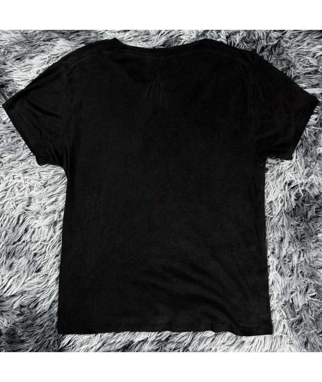 SAINT LAURENT Черная хлопковая футболка, фото 2