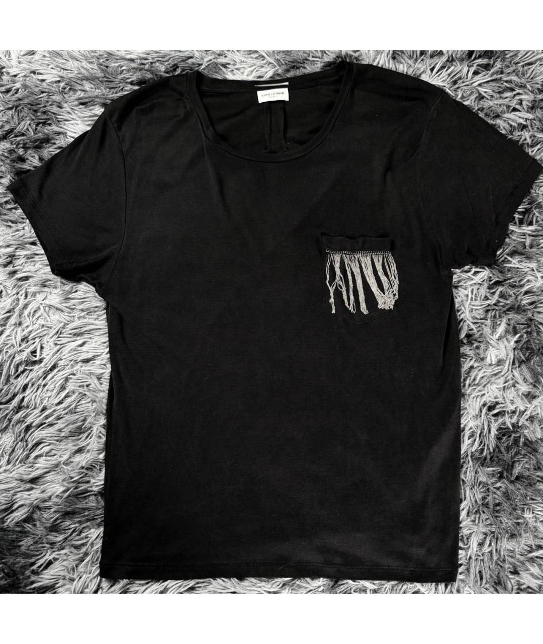 SAINT LAURENT Черная хлопковая футболка, фото 8