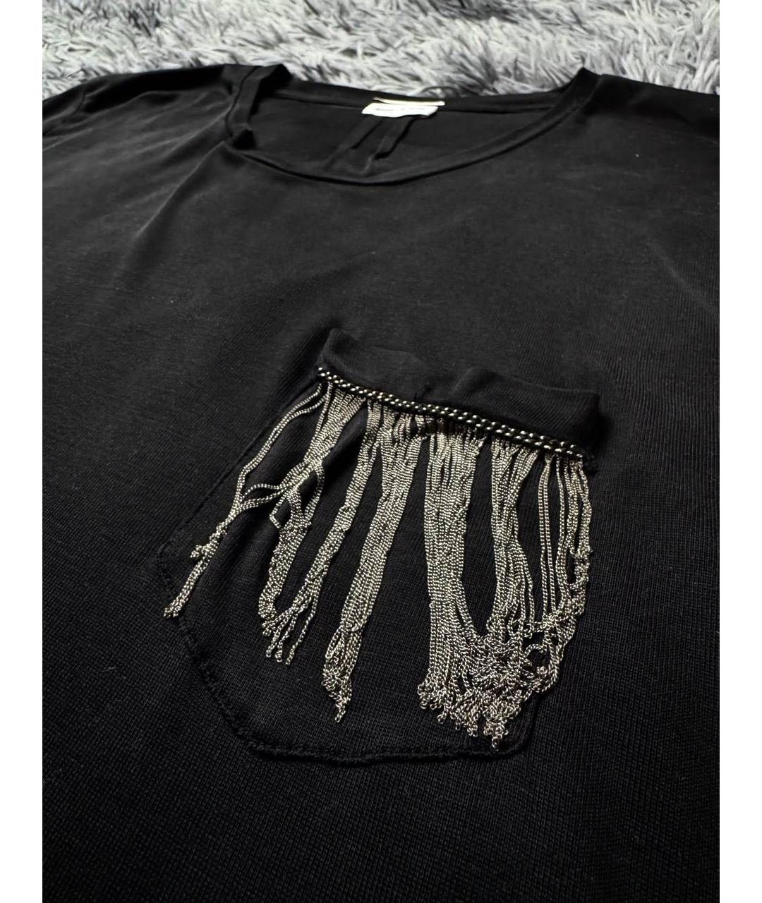 SAINT LAURENT Черная хлопковая футболка, фото 3