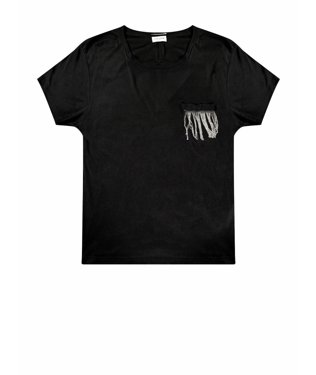 SAINT LAURENT Черная хлопковая футболка, фото 1