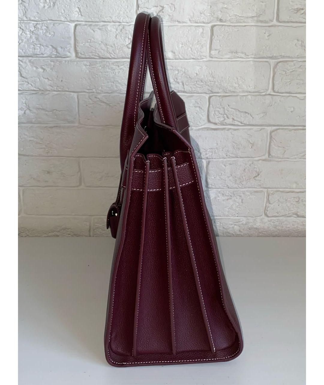 SAINT LAURENT Бордовая кожаная сумка с короткими ручками, фото 4