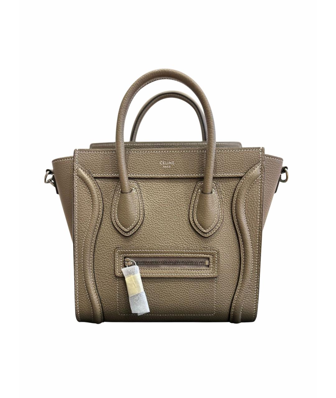 CELINE Хаки кожаная сумка тоут, фото 1