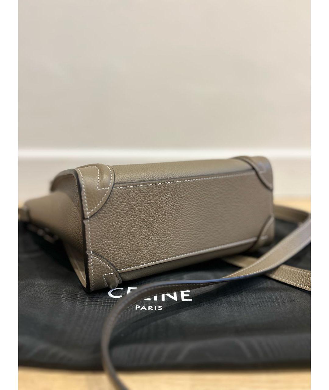 CELINE Хаки кожаная сумка тоут, фото 7