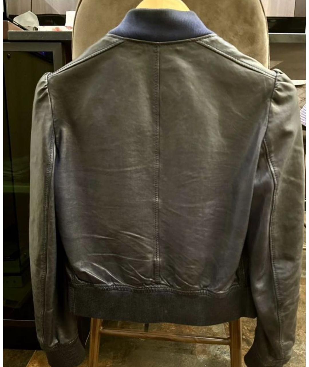 GUCCI Темно-синяя кожаная куртка, фото 8