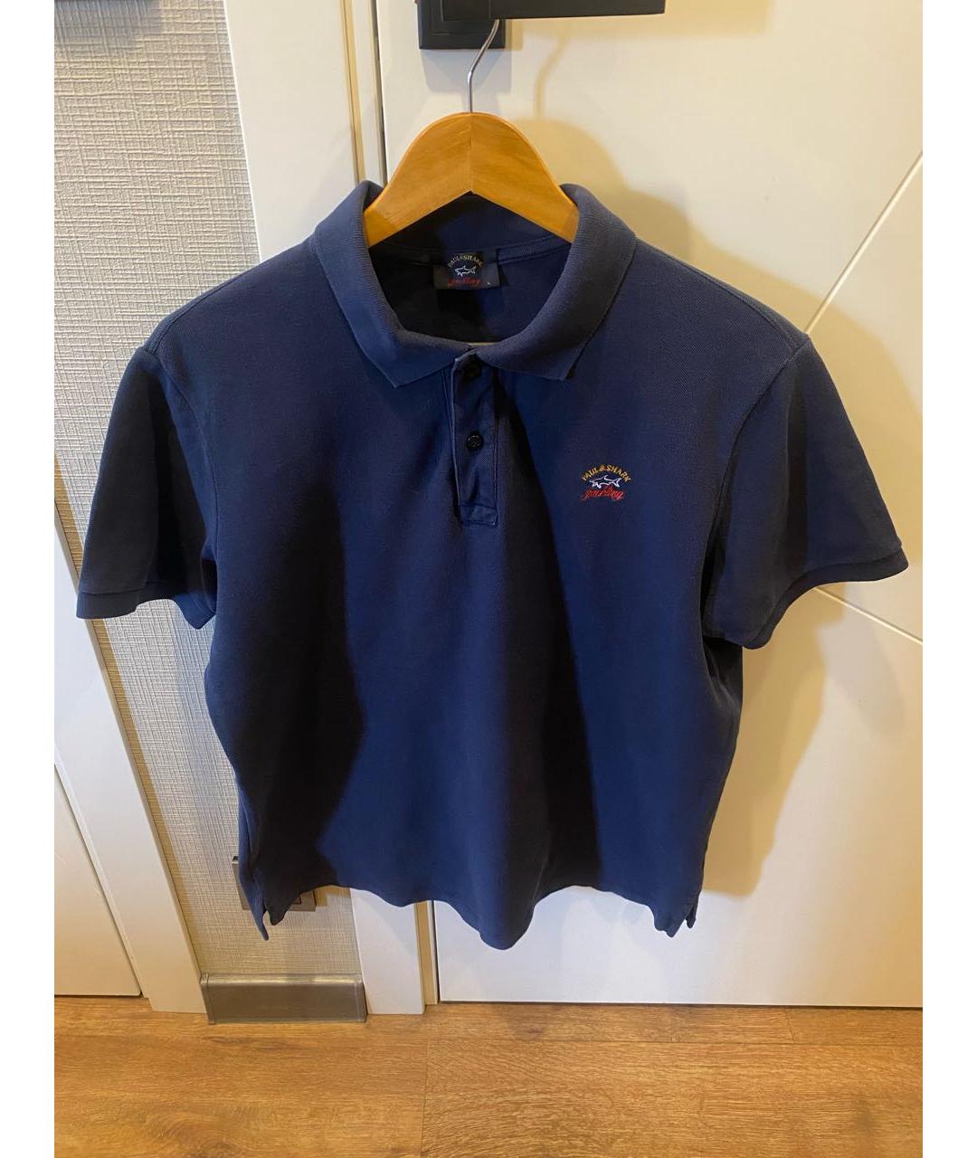 PAUL & SHARK Темно-синее хлопковое поло с коротким рукавом, фото 9