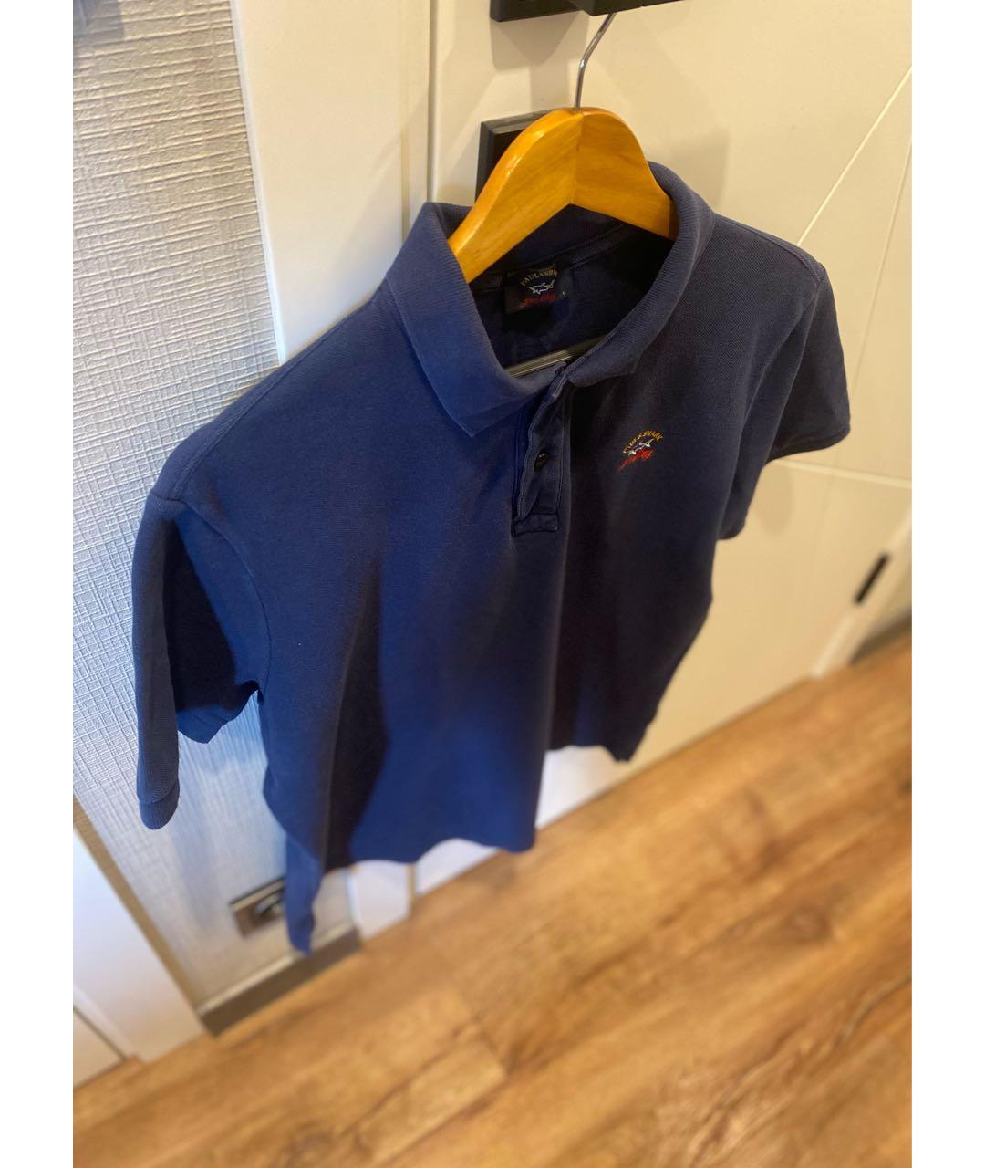PAUL & SHARK Темно-синее хлопковое поло с коротким рукавом, фото 4