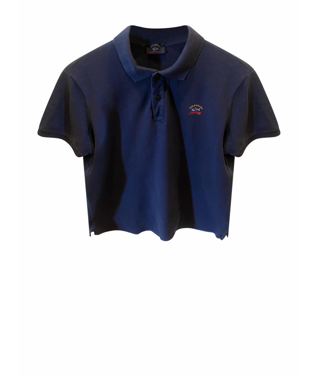 PAUL & SHARK Темно-синее хлопковое поло с коротким рукавом, фото 1