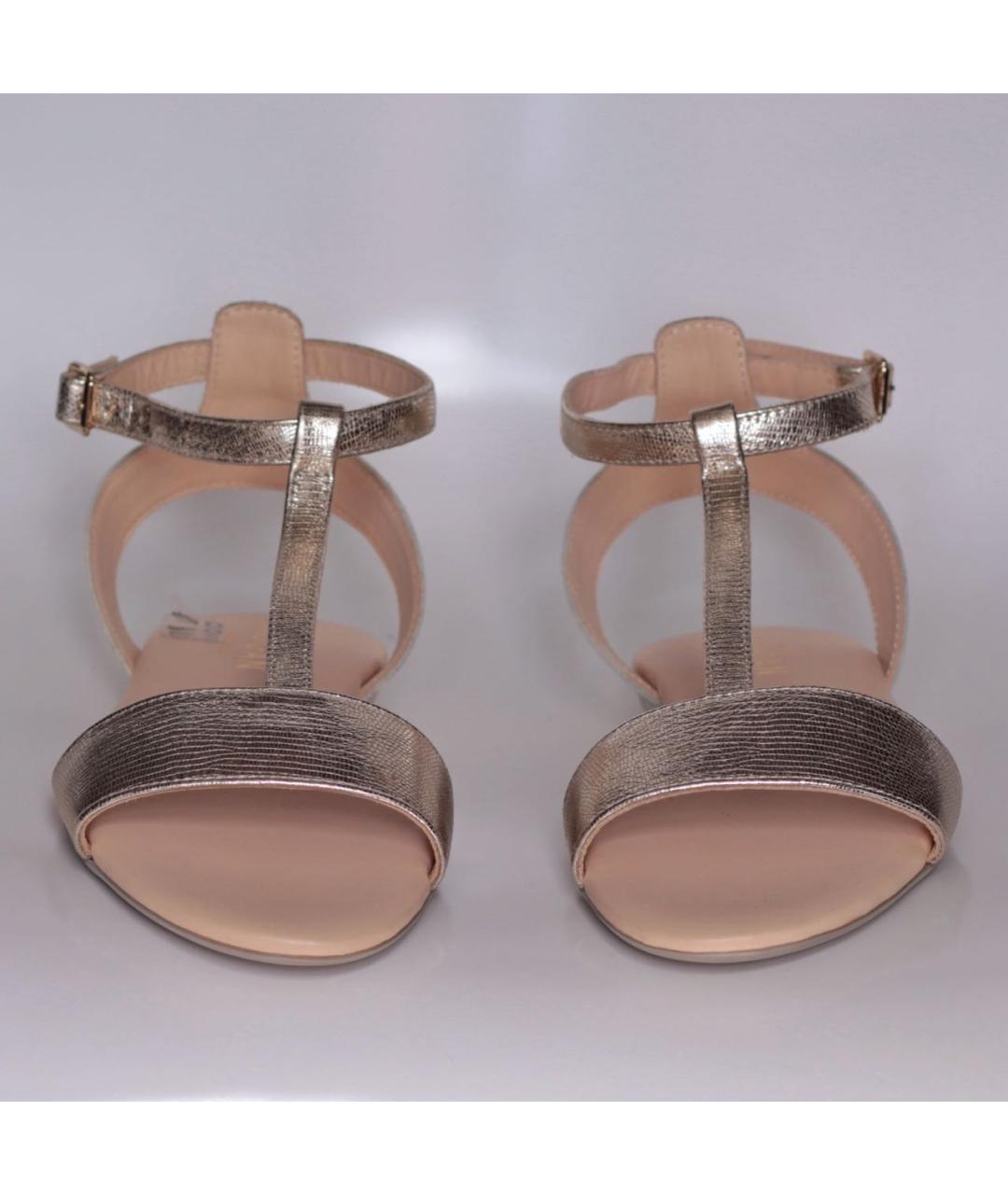 HOGAN Золотые кожаные сандалии, фото 2