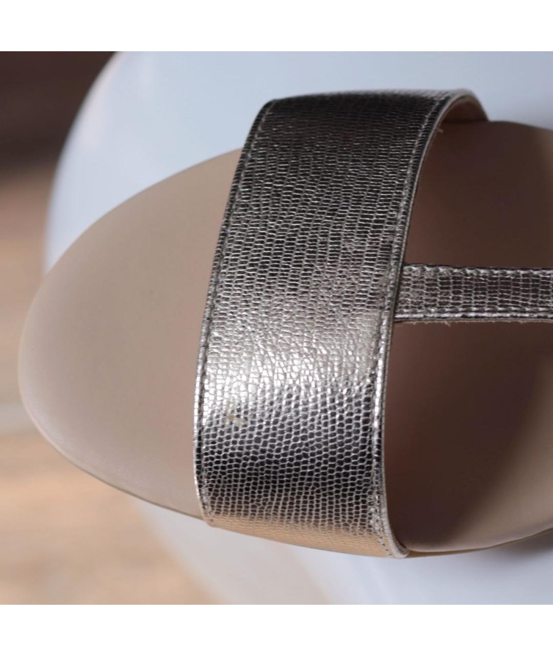 HOGAN Золотые кожаные сандалии, фото 7