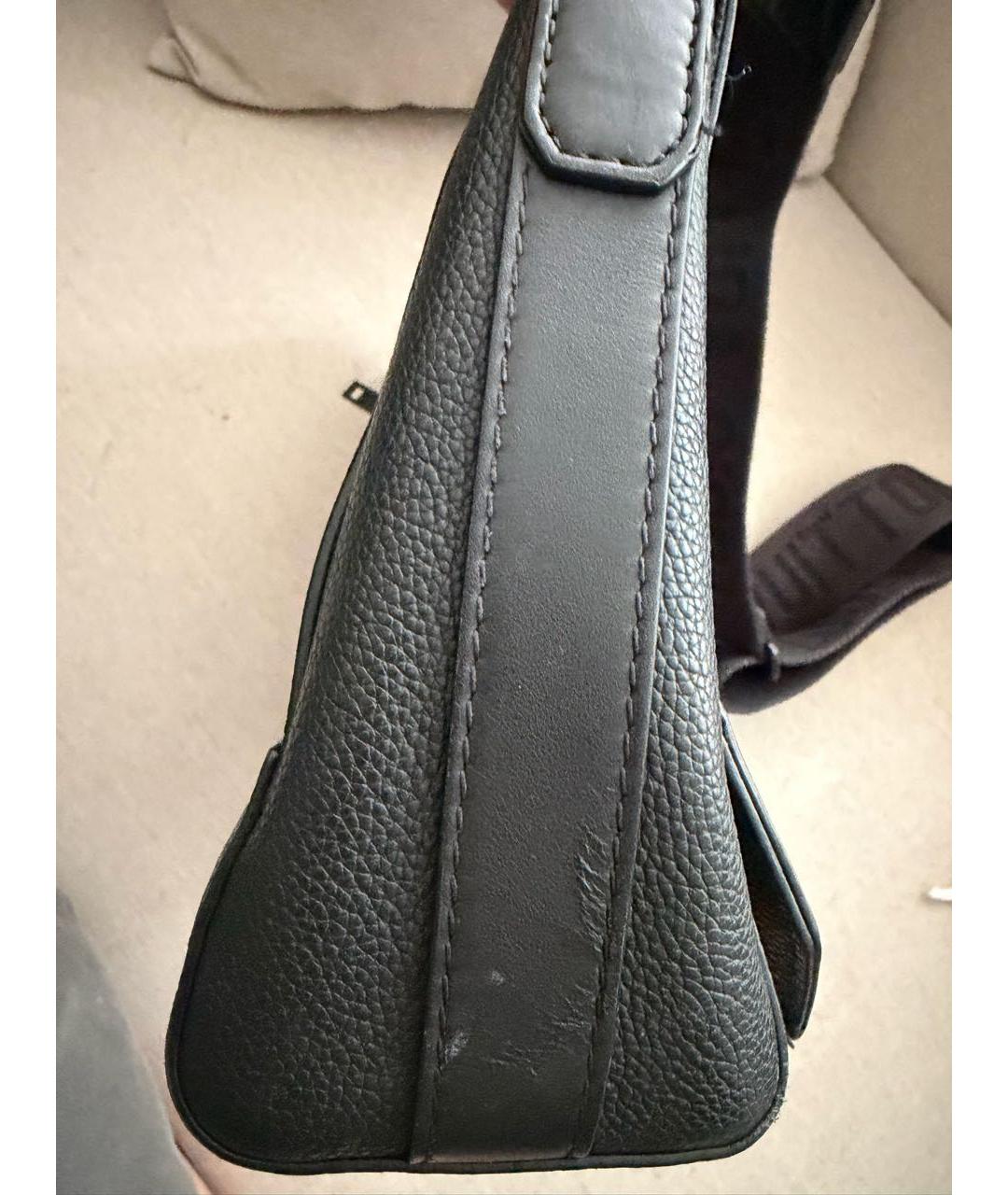 LOUIS VUITTON Черная кожаная сумка на плечо, фото 5