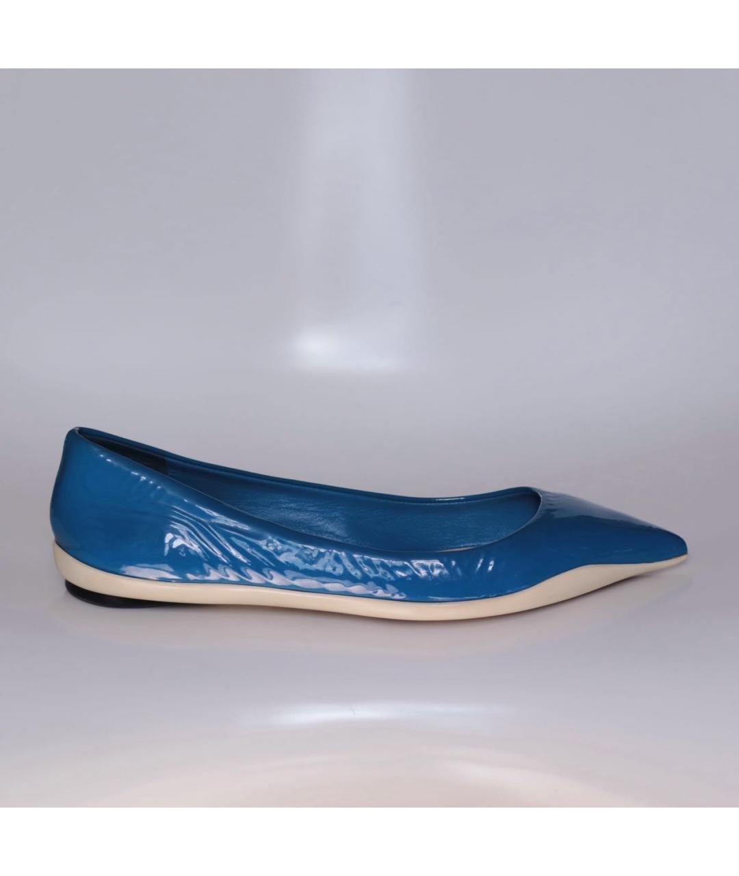 CHRISTIAN DIOR Синие балетки из лакированной кожи, фото 9