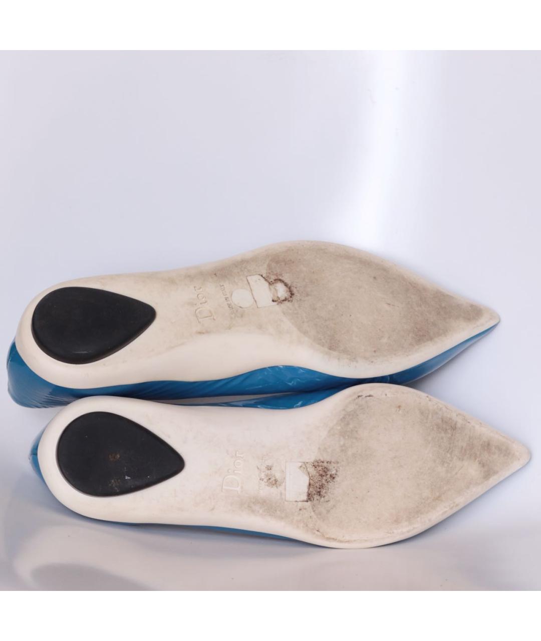 CHRISTIAN DIOR Синие балетки из лакированной кожи, фото 5