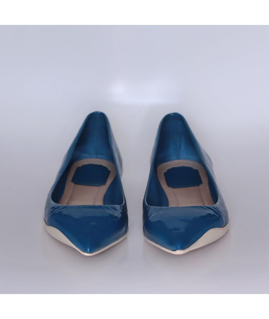 CHRISTIAN DIOR Синие балетки из лакированной кожи, фото 3