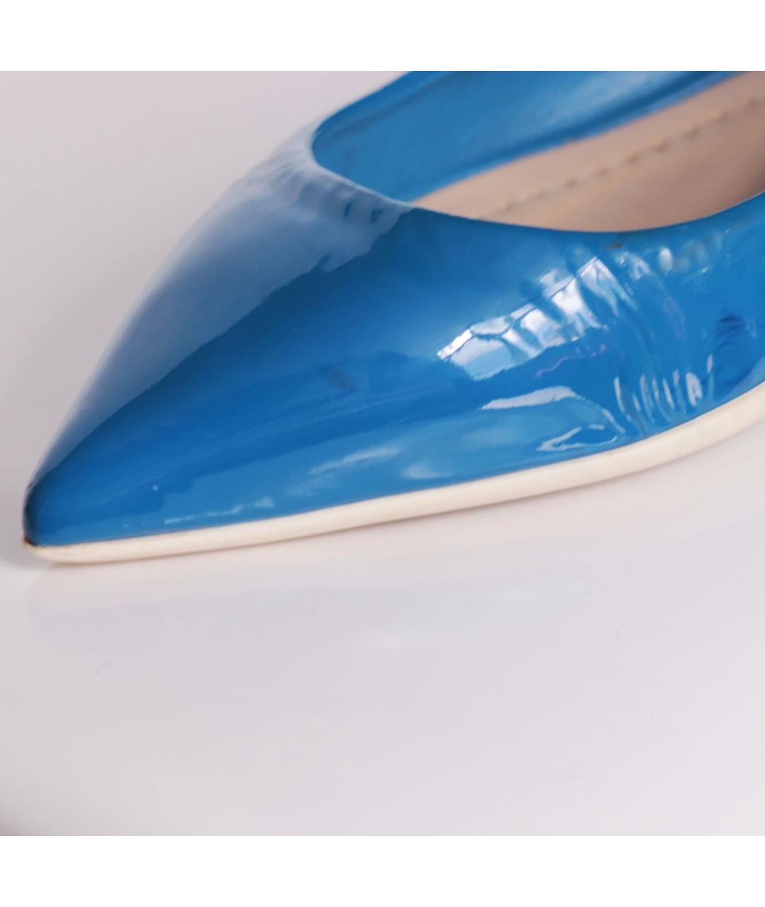 CHRISTIAN DIOR Синие балетки из лакированной кожи, фото 8