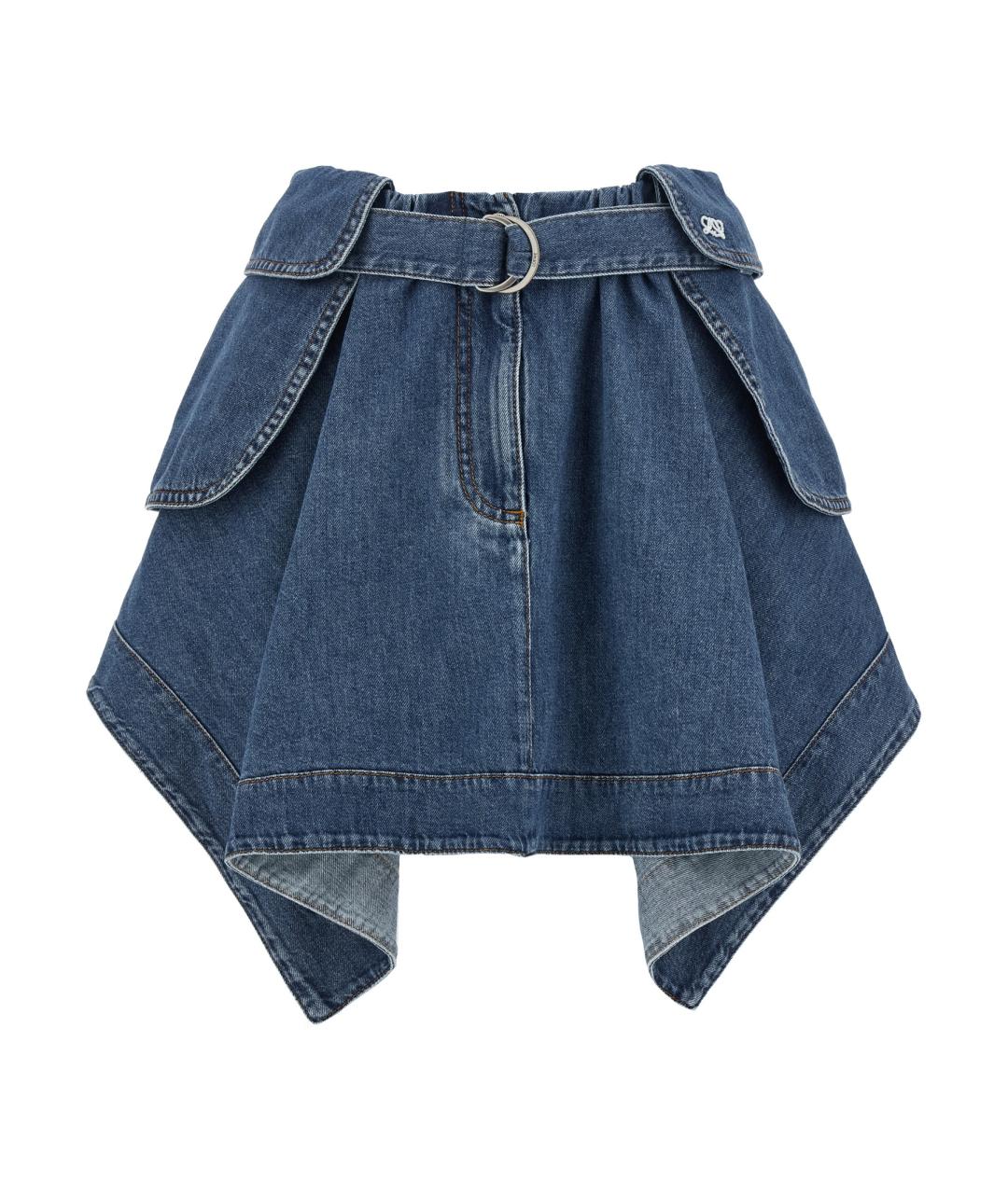 LOEWE Голубая хлопковая юбка мини, фото 1