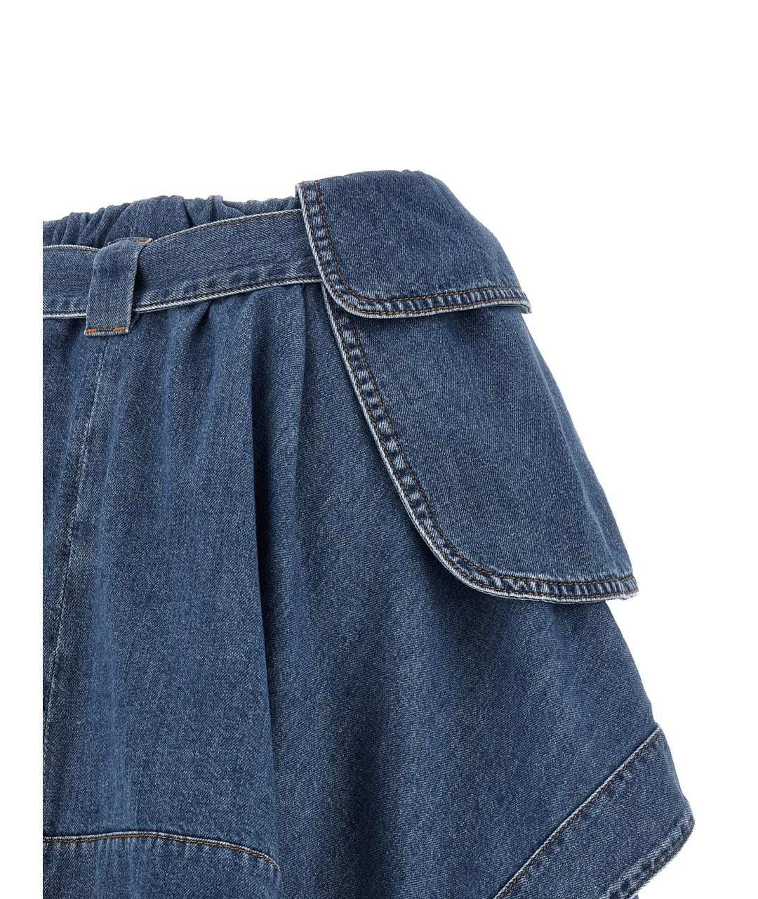 LOEWE Голубая хлопковая юбка мини, фото 4